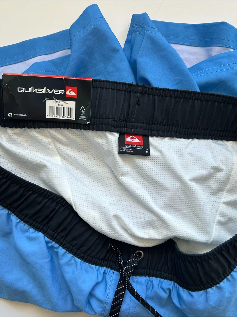 Quiksilver Men's Two-Tone Blue Board Shorts with Black Waistband